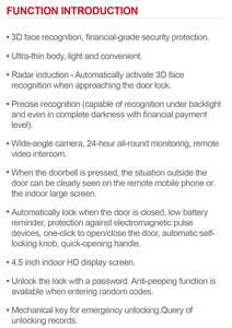 Interphone vidéo numérique 3D Tuya rechargeable avec reconnaissance faciale et empreinte digitale sécurisée, caméra en temps réel - Product Image 2