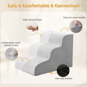 دائم رغوة عالية الكثافة المضادة للانزلاق غطاء قابل للغسل منحنية 4 خطوات الكلب الدرج الحيوانات الأليفة للأسرة العالية والأريكة - Product Image 3