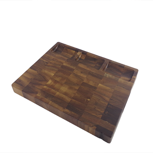 Grande planche à découper en bois de noyer avec 3 compartiments intégrés, rainure pour jus, planche en bois d'acacia à grain transversal, durable et non toxique - Product Image 2