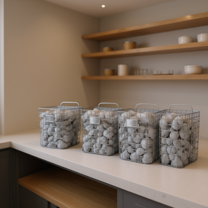 Set di 4 Cesti Gabion in Ferro Zincato Argentato, Contenitori Rettangolari per Organizzazione Cucina, Durevoli e Industriali - Product Image 2