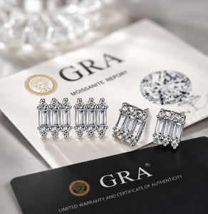 Pendientes <span class=keywords><strong>de</strong></span> Plata <span class=keywords><strong>de</strong></span> Ley 925 con Moissanita <span class=keywords><strong>de</strong></span> Corte Baguette, Pendientes con Halo <span class=keywords><strong>de</strong></span> Diamantes Redondos, Delicados y Elegantes, Regalo para Mujer - Product Image 1