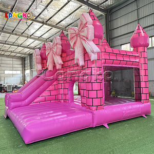 Château gonflable rose avec toboggan, château gonflable commercial pour fête, mariage, forteresse de princesse - Product Image 4