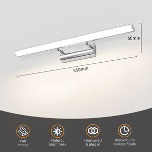 Lumière d'appoint 430/570/800/1000MM LED Lumières de salle de bain au-dessus du miroir 8W/12W/16W/20W Angle d'éclairage réglable Lampe de coiffeuse LED - Product Image 2