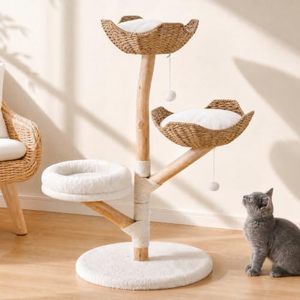 Wholesale 47 Inch Multi-Level Solid Wood Waterproof Tower OEM ODM Custom Logo Sisal Scratching Post Condo Large Adult Carton - Product Image 3