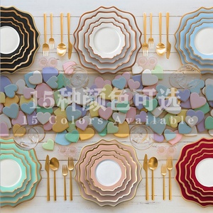 Juego de Platos de Cerámica con Borde Dorado, Ecológico y Romántico, con Diseño de Girasol Rosa para Bodas, Cumpleaños o Uso <span class=keywords><strong>en</strong></span> Hoteles - Product Image 4