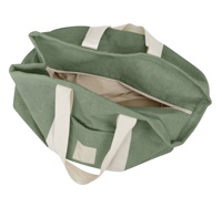Große Kapazität Individuell Bestickte Logo-Streifen Frottee-Schultertasche Terry-Stoff Damen Grüne Einkaufstasche