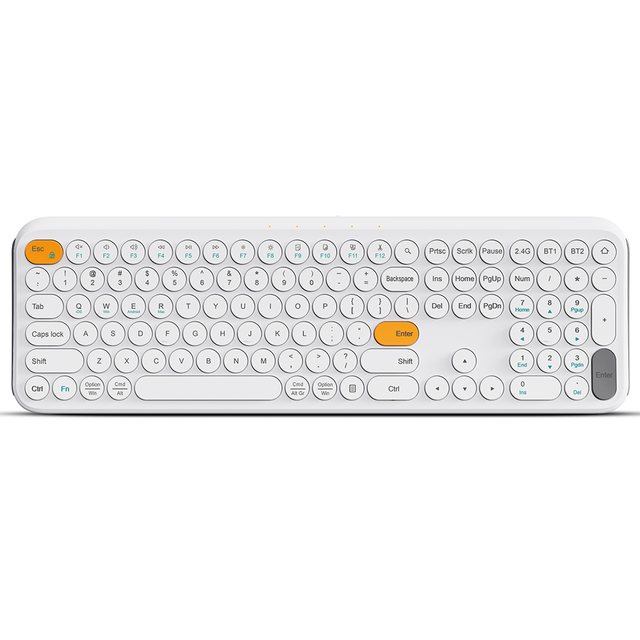110 Keys Tri-mode Ergonomic Curved Membrane Keyboard Rechargeable Scissor-Switch Silent Typing Wireless Wired Membrane Keyboard