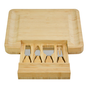 Tabla de Quesos de Bambú con Cajón y Juego de Cuchillos, Diseño Rectangular Moderno, Bandeja para Servir en Fiestas - Product Image 4