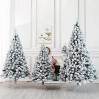 Sapin de Noël en PVC floqué blanc pré-éclairé à LED, décor de vitrine de centre commercial, 45 à 500 cm, intérieur/extérieur, fêtes de Noël