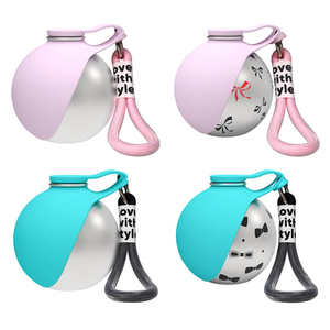 耐久性のある漏れ防止シリコンとステンレス製の犬猫用ウォーターボトル、携帯用屋外散歩用飲料水ボトル、2-in-1機能付き - Product Image 1