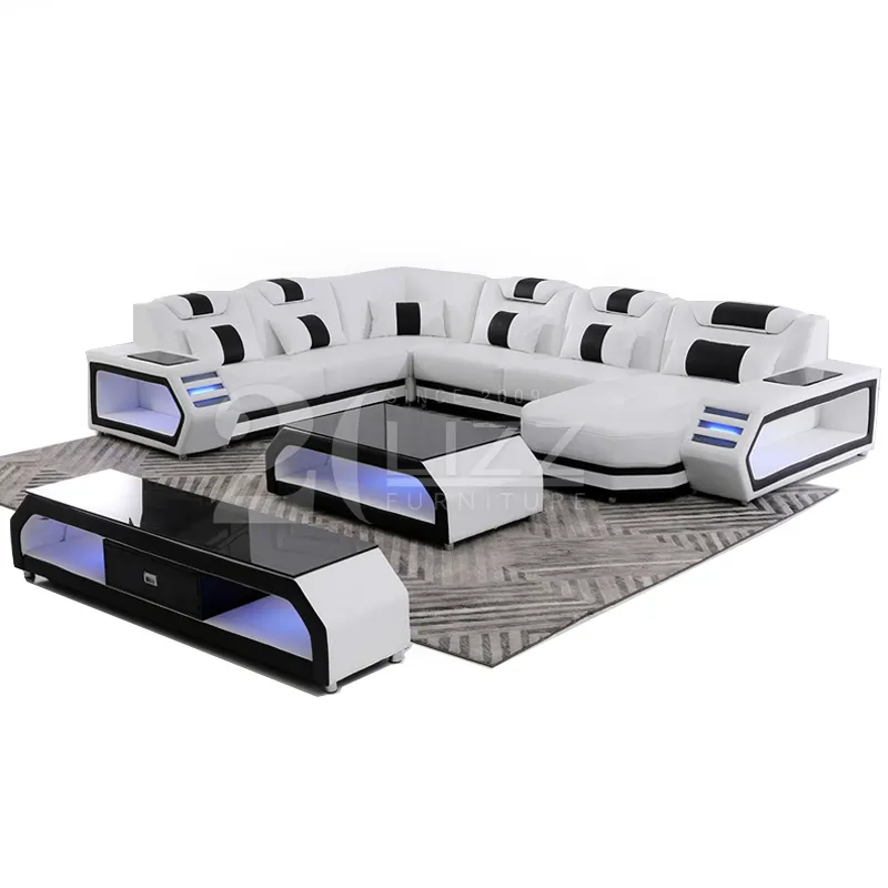 Muebles de Salon Living Room Modern Sofa Leather Corner Design Furniture