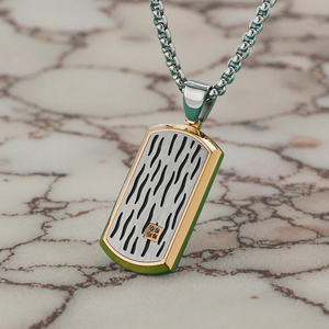 Pendentif insigne militaire biseauté 3D de la <span class=keywords><strong>série</strong></span> Water Ripple Collier pendentif en acier au titane pour hommes - Product Image 3