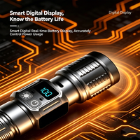Lampe torche LED haute intensité avec zoom, lumière latérale COB, capuchon magnétique, chargement USB-C et affichage numérique de la batterie