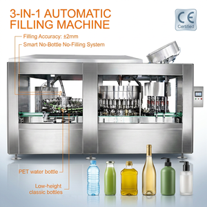 Machine de remplissage de bouteilles automatique pour boissons gazeuses en verre avec lavage, capsulage à couronne et <span class=keywords><strong>double</strong></span> pré-évacuation, intégrée à une ligne d'emballage - Product Image 1