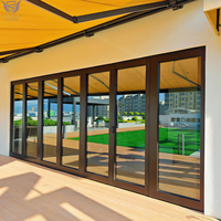 Porte de séparation de studio à domicile insonorisée DEMEA, grande ouverture, panneau en verre transparent en aluminium, réduction du bruit, porte coulissante pliante