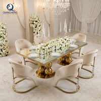 Ensemble de table à manger en verre blanc or, style glamour moderne 2027, pour mariage, banquet, événement, projet, meubles sur mesure fabriqués en usine