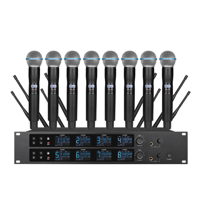 High Quality BD-68 8-Channel UHF Wireless Microphone System Cardioid XLR Metal for Professional Use in Church & SpeechStage