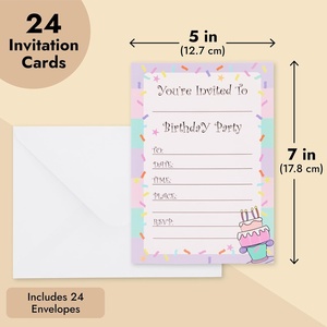 Invitaciones <span class=keywords><strong>de</strong></span> <span class=keywords><strong>Cumpleaños</strong></span> para Niñas - Divertidas Invitaciones con Diseño <span class=keywords><strong>de</strong></span> Pastel y Confeti - Invitaciones <span class=keywords><strong>de</strong></span> Fiesta en Cartulina Resistente - Product Image 3