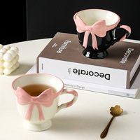 Tasse à café et thé en porcelaine personnalisée avec logo 3D, décor nœud, bord festonné, écologique, compatible micro-ondes et lave-vaisselle, vente en gros
