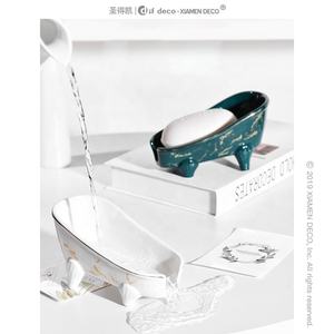 버블 업 5.6 "화이트 세라믹 미니 욕조 비누 접시 작은 디스펜서 세라믹 욕실 액세서리 비누 세이버 - Product Image 1