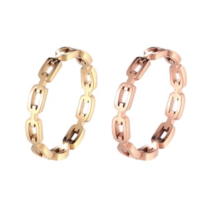 Trendy Daily Wear 14K Gold Plating Hollow Stainless Steel Link Chain <b>Ring</b> - Product Image 2