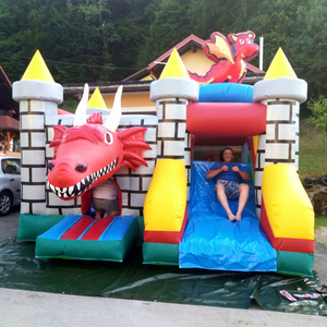 Castillo inflable con forma de dragón, de calidad comercial, con tobogán para fiestas. - Product Image 1