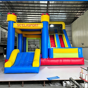 Castillo Inflable Colorido con Toboganes Dobles, Material de PVC de Grado Comercial, Equipo de Entretenimiento para Exteriores con 3 Años de Garantía - Product Image 1