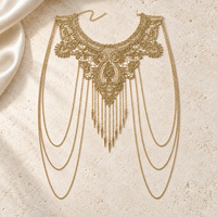 Chaîne de corps dorée en dentelle pour les épaules, collier superposé avec chaînes drapées et pampilles à pointes, bijoux bohèmes tendance pour femme, idéal pour les festivals