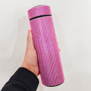 Bling Rhinestone Insulated Tumbler 500ml Smart Temperature Display Or Normal Lid Stainless <b>Steel</b> Thermal Water <b>Bottle</b> - Product Image 2
