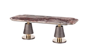 Ensemble de salle à manger antique en bois avec 8 chaises, design italien <span class=keywords><strong>Picasso</strong></span>, en pierre rose Quatre Saisons, couleur bleue - Product Image 5
