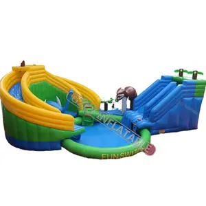 Commercial Giants Outdoor Mobile Dragon Boat PVC Inflatable Pool Water Park Slide Aquatic Park For Sale