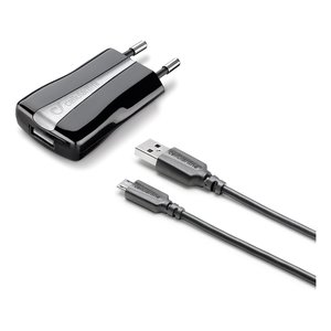 Cargador MicroUSB, KIT DE CARGADOR USB Tipo-A Compacto Negro ACHUSBKITMICROUSB2 - Product Image 1
