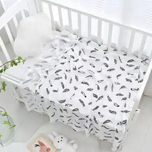 CGauze nouveau-né emmailloter serviette coton bébé emmailloter bébé serviette de bain imprimé couette