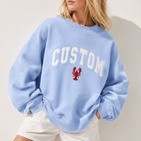 Sweat-shirt personnalisé pour femme grande taille, col rond, pull décontracté avec patch universitaire américain, logo et motif brodés sur mesure