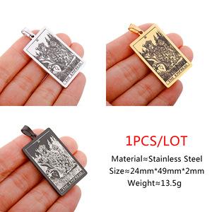 Colgantes Vintage de Acero Inoxidable con 22 Cartas de <span class=keywords><strong>Tarot</strong></span>, Colgantes de Sol, <span class=keywords><strong>Luna</strong></span>, Estrella, Mago, Astrología, Adivinación, Collares, Accesorio - Product Image 2