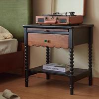 Armoire de rangement vintage en bois massif, table de chevet de style ancien pour chambre à coucher, meuble de rangement d'appoint pour salon