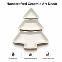 Plateau de service de Noël en céramique en forme d'arbre pour collations, bonbons, légumes – Idéal pour la table de fêtes, la maison et la cuisine