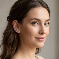 Anting Fashion HGC G23 Titanium Bunga Bulat Zirkon Bening untuk Wanita, Perhiasan Tindik Tubuh Helix Daith Tragus Labret