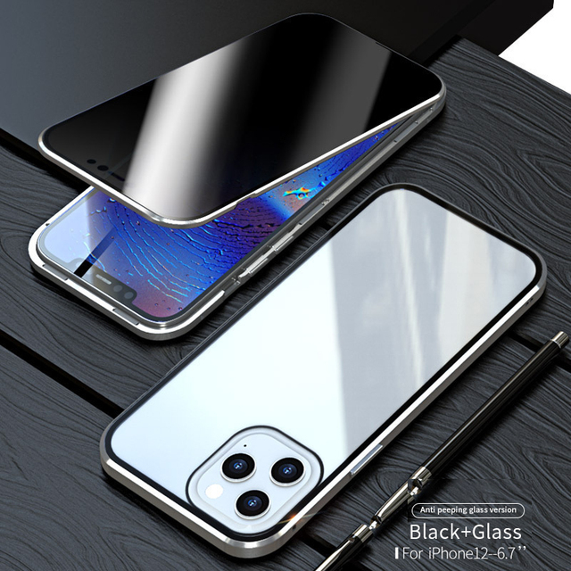 Anti Peeping Magnetic Adsorption Back Cover Glass Case Cover for iPhone 7 Plus 8 X Xs Max 11 12 13 14 15 Pro Case
