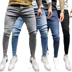 Pantalons tendance, jeans ajustés pour hommes, avec trous et patchs, pantalons à jambes étroites - Product Image 2
