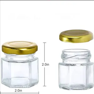 Hoge Kwaliteit Beste Verkoop 45Ml Mini Hexagon Honingpot Met Gouden Deksel Voor Geschenken Bruiloft Gunsten Honing Jams Jelly Candy Goedkope Prijs