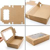 Boîtes à biscuits en carton kraft, emballage pour pâtisserie, boîte à pain et pâtisserie avec fenêtre transparente