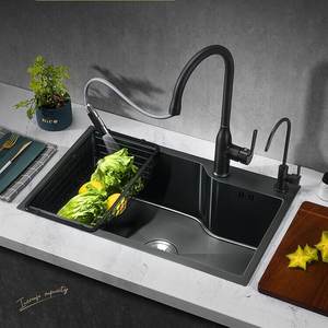 Fregadero de cocina de un solo seno, estilo estrecho y largo, fácil de limpiar, para reemplazo de fregadero doble, uso doméstico - Product Image 1