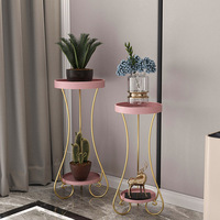 Support de Plante à Piédestal Intérieur Extérieur, Décoration Métallique Haute, Centre de Table Doré pour Fleurs