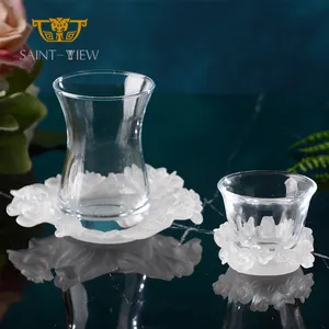 Juego de tazas de café y té reutilizables de cristal árabe turco personalizado de Dubái