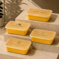 Contenant alimentaire jetable rectangulaire transparent de 650 ml avec couvercle, en bagasse de canne à sucre, biodégradable, sans BPA, qualité alimentaire PP, vente chaude