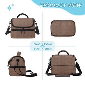 Customized BrownCharacter Checked Print Portable Thermal Lunch Reusable Insulated Tote Cooler Bag for School Snark Travel Office - Product Image 2