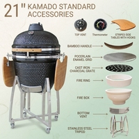 Barbecue Kamado en céramique Auplex, fumoir, barbecue au charbon de bois, grande taille, pour cuisine extérieure