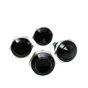 16mm 19mm 1NO Aluminum Oxidation black push button switch Waterproof Metal Push Button on off momentary Switch