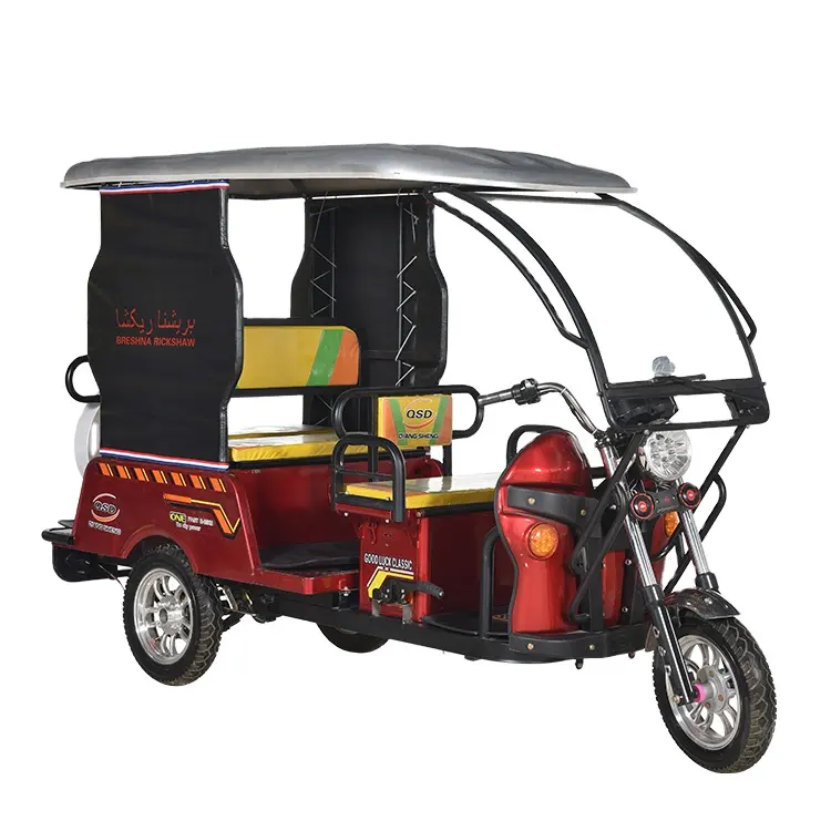 4 sièges de passager pour adultes Tricycle à trois roues style philippin Tuk Tuk électrique Inde Bajaj Moto Taxi Rickshaw avec toit